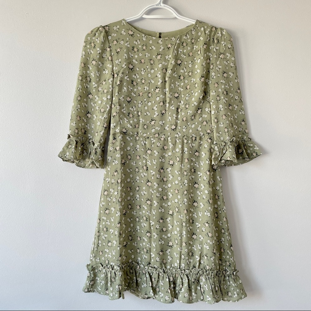 Green floral dress - xs